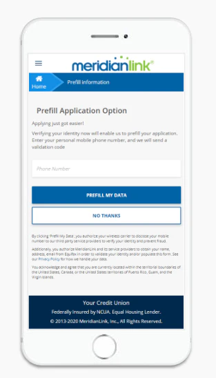 screenshot of MeridianLink Opening